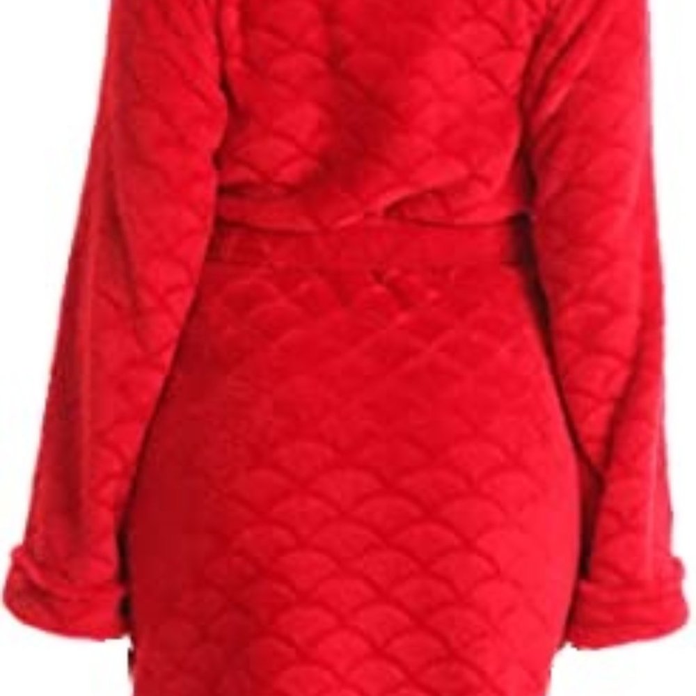 Kimono Robe Velour Scalloped Texture